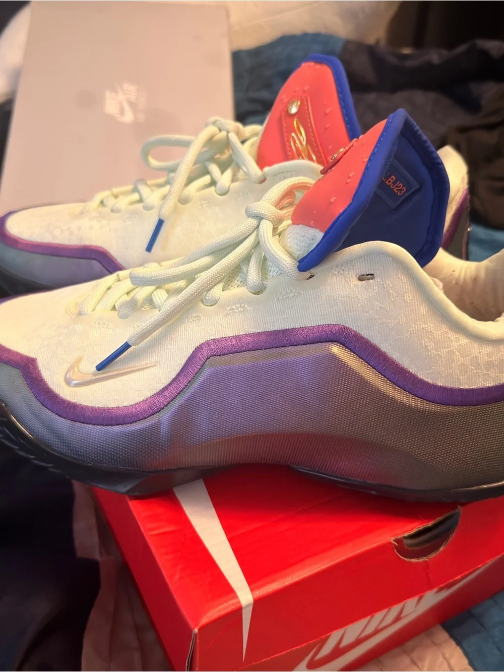 Nike Cream, Purple & Blue Low-Top Sneakers